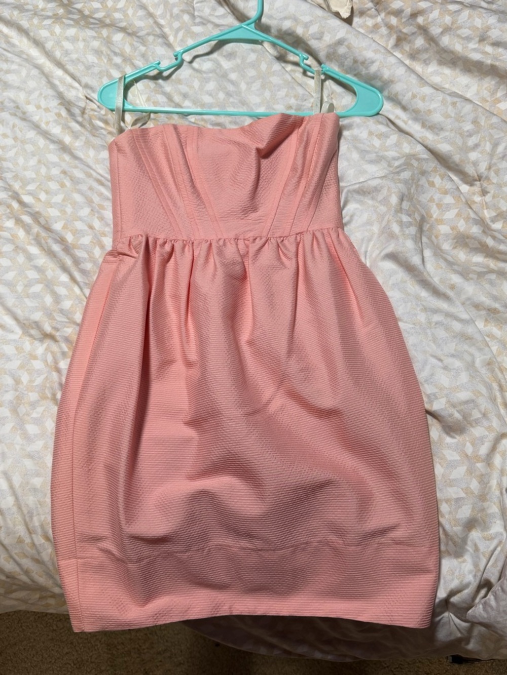 Strapless Bubble Hem Pink Dress